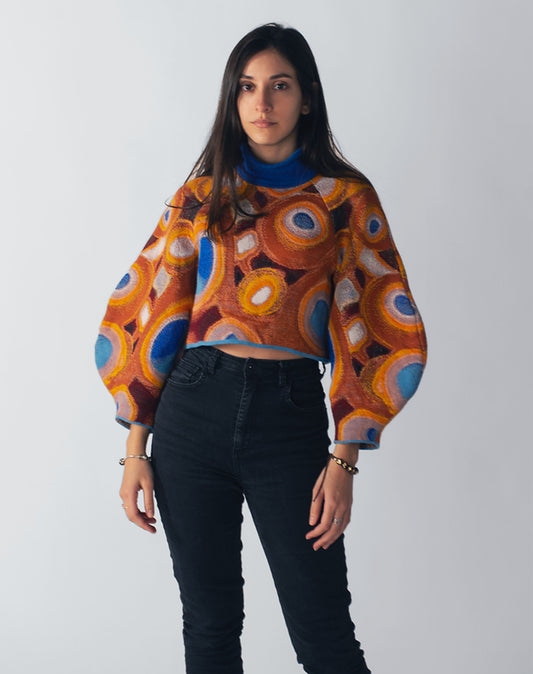 KOLTON 3/4 SLEEVE STRETCH, ONYX PINEAPPLE PUCKER JACQUARD